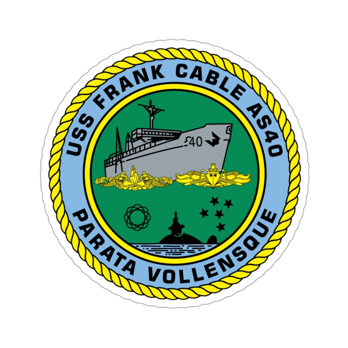 USS Frank Cable AS40 Parata Vollensque (U.S. Navy) STICKER Vinyl Die-Cut Decal-3 Inch-The Sticker Space