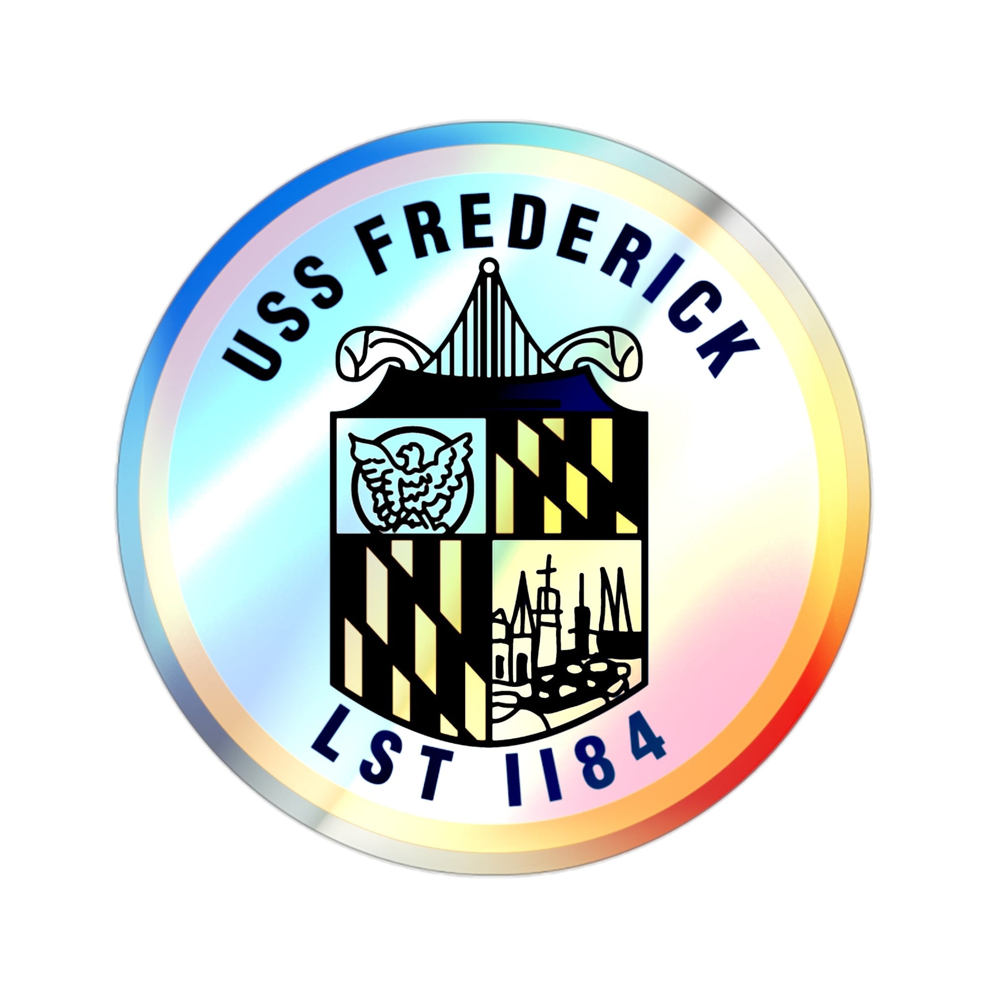 USS Frederick LST 1184 (U.S. Navy) Holographic STICKER Die-Cut Vinyl Decal-2 Inch-The Sticker Space