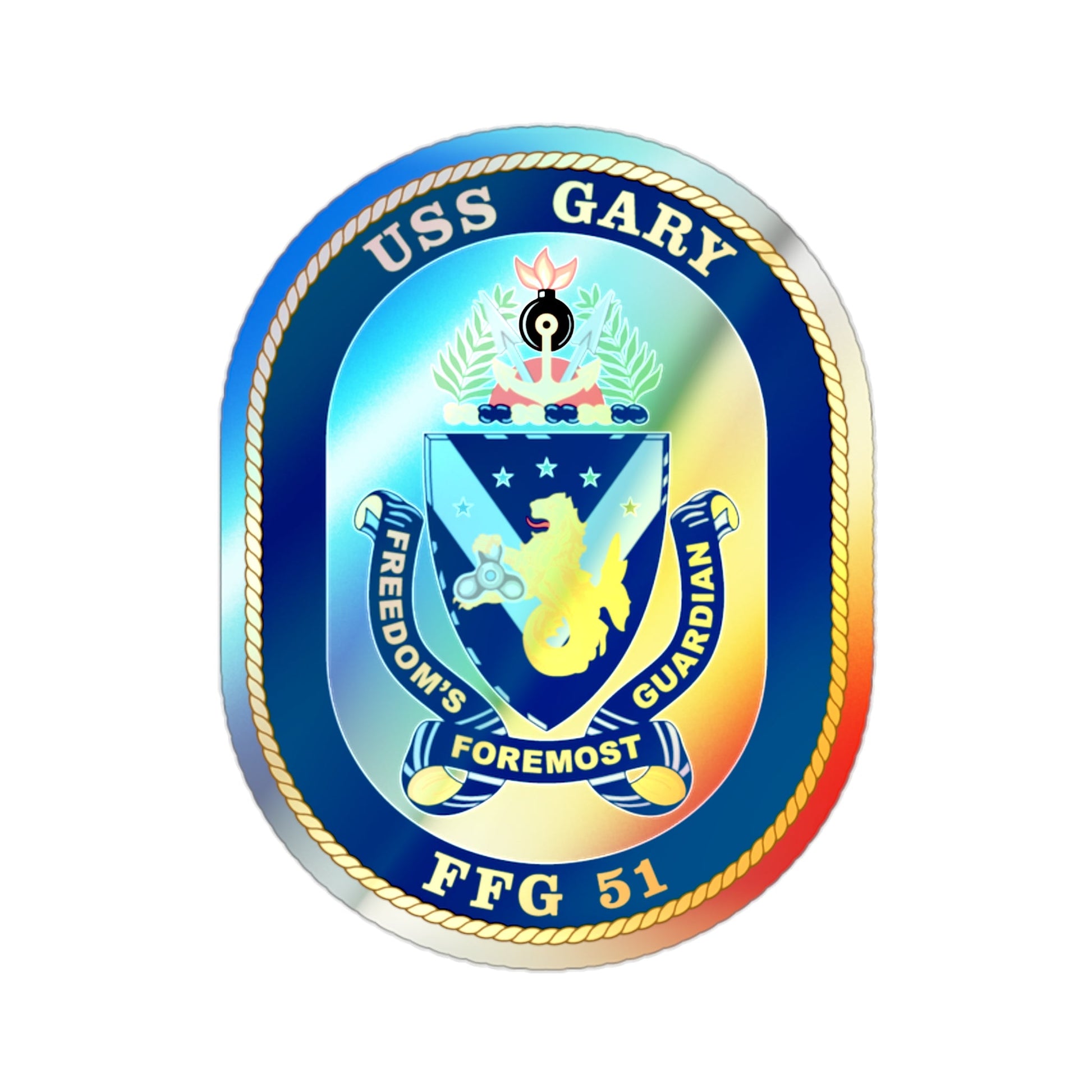 USS Gary FFG 51 (U.S. Navy) Holographic STICKER Die-Cut Vinyl Decal-2 Inch-The Sticker Space