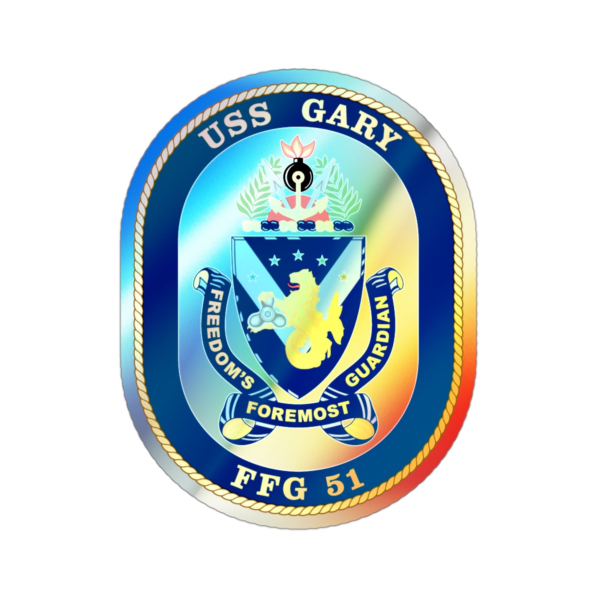 USS Gary FFG 51 (U.S. Navy) Holographic STICKER Die-Cut Vinyl Decal-3 Inch-The Sticker Space