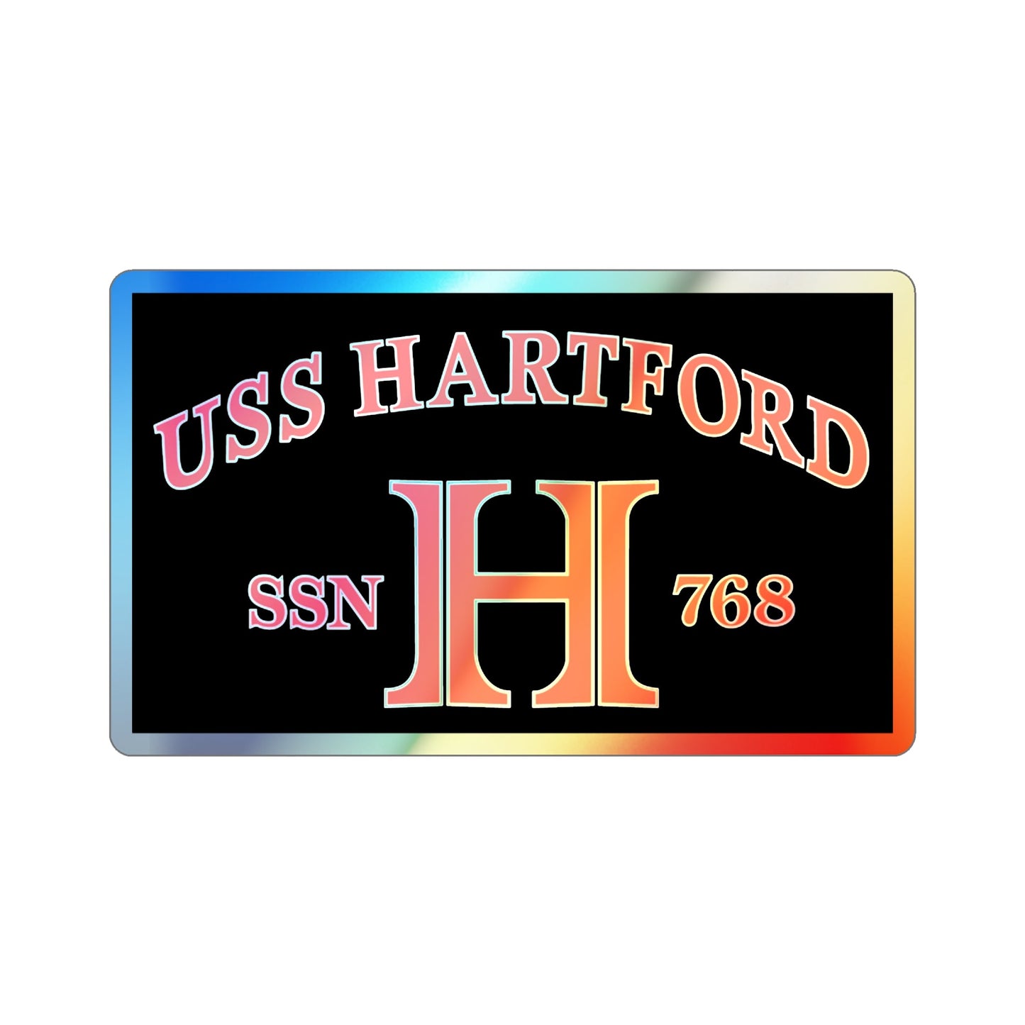 USS Hartford SSN 768 Flag (U.S. Navy) Holographic STICKER Die-Cut Vinyl Decal-2 Inch-The Sticker Space