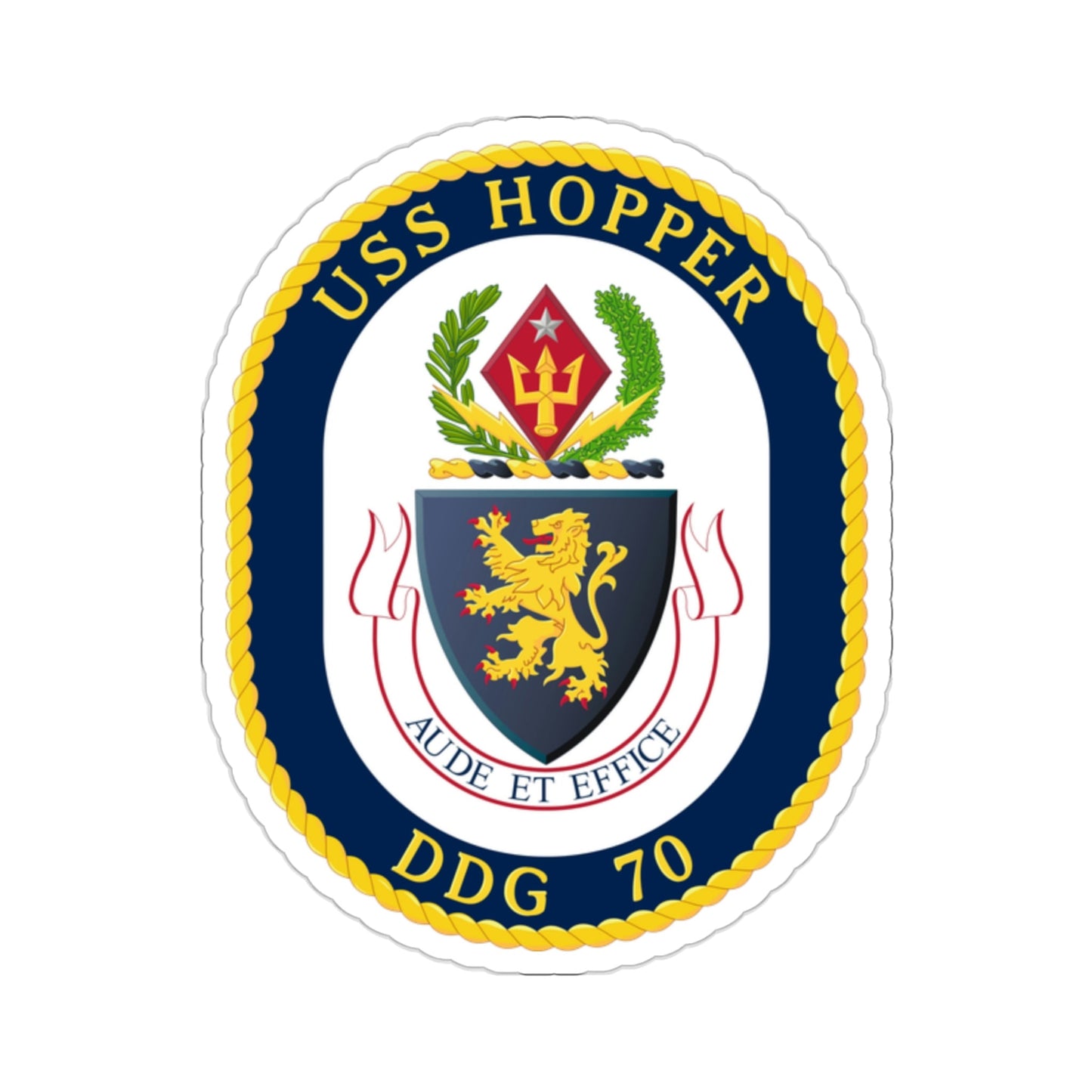 USS Hopper DDG 70 Crest (U.S. Navy) STICKER Vinyl Die-Cut Decal-2 Inch-The Sticker Space
