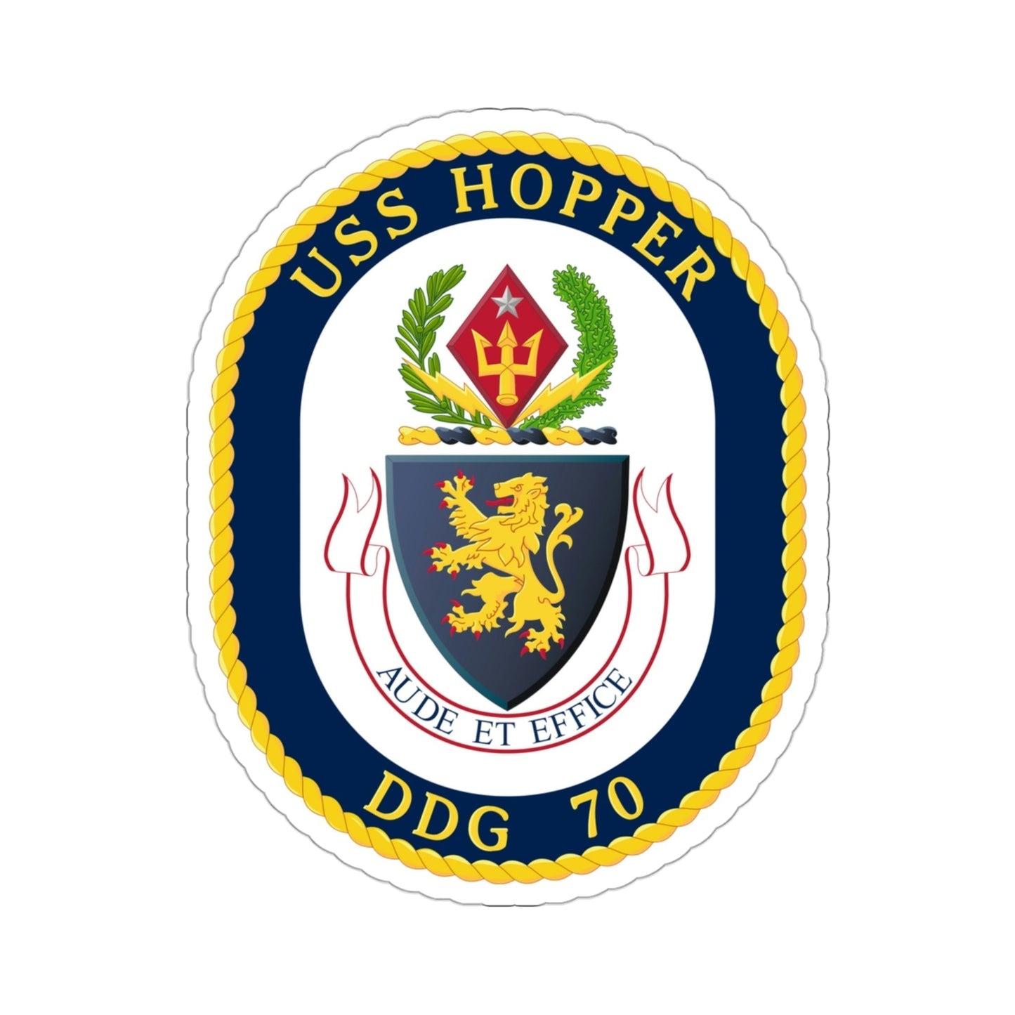 USS Hopper DDG 70 Crest (U.S. Navy) STICKER Vinyl Die-Cut Decal-3 Inch-The Sticker Space