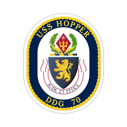 USS Hopper DDG 70 Crest (U.S. Navy) STICKER Vinyl Die-Cut Decal-4 Inch-The Sticker Space