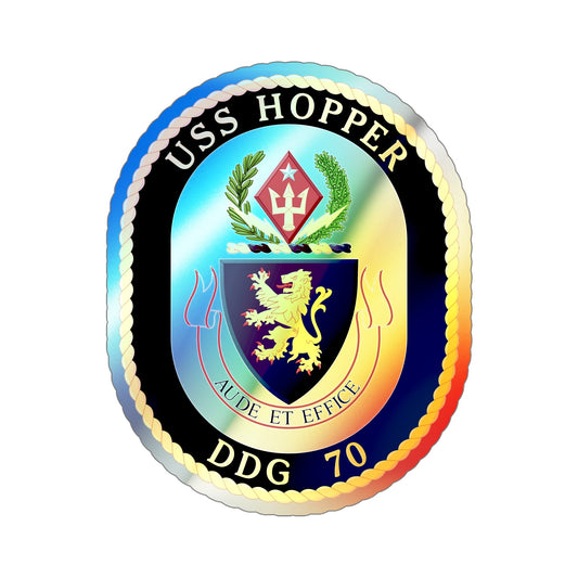 USS Hopper DDG 70 (U.S. Navy) Holographic STICKER Die-Cut Vinyl Decal-6 Inch-The Sticker Space