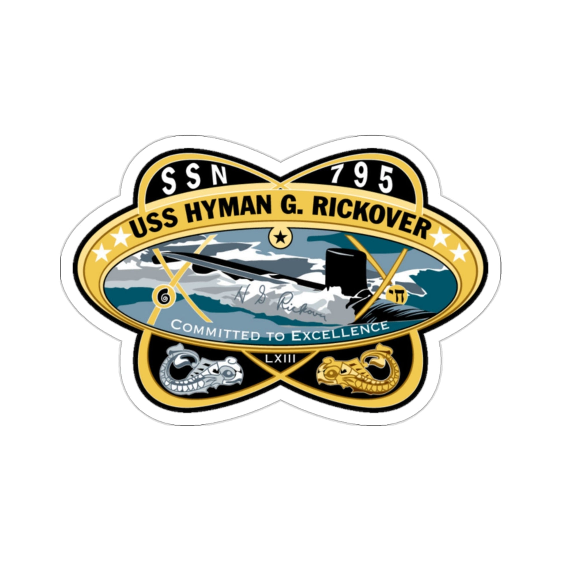 USS Hyman G Rickover SSN 795 (U.S. Navy) STICKER Vinyl Die-Cut Decal-2 Inch-The Sticker Space