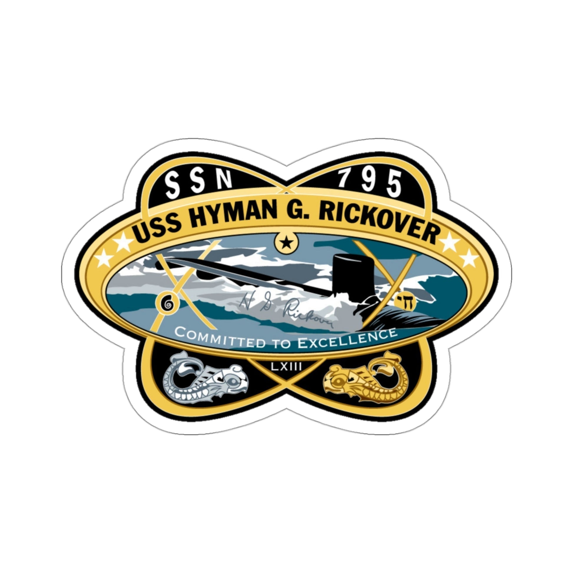 USS Hyman G Rickover SSN 795 (U.S. Navy) STICKER Vinyl Die-Cut Decal-3 Inch-The Sticker Space