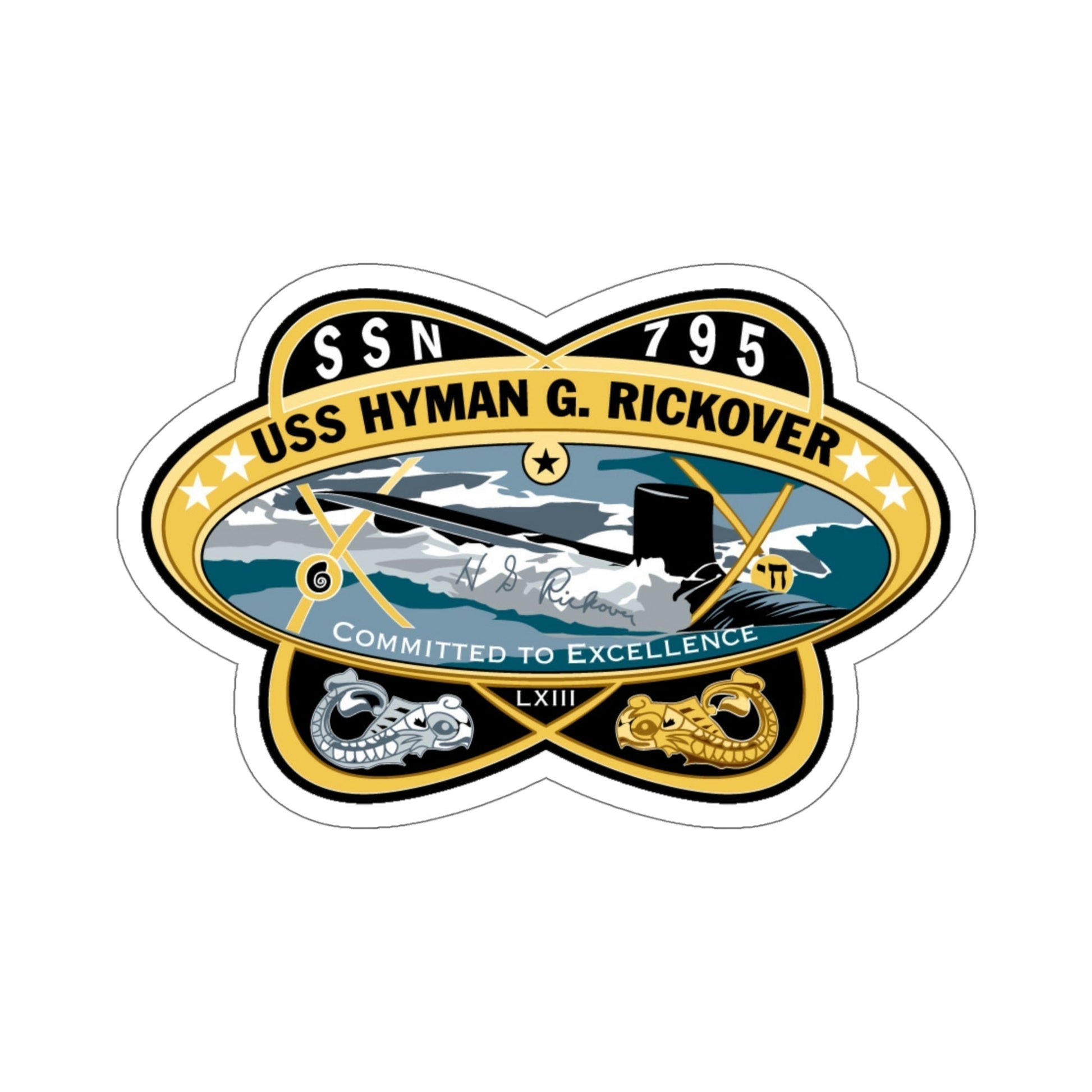USS Hyman G Rickover SSN 795 (U.S. Navy) STICKER Vinyl Die-Cut Decal-5 Inch-The Sticker Space