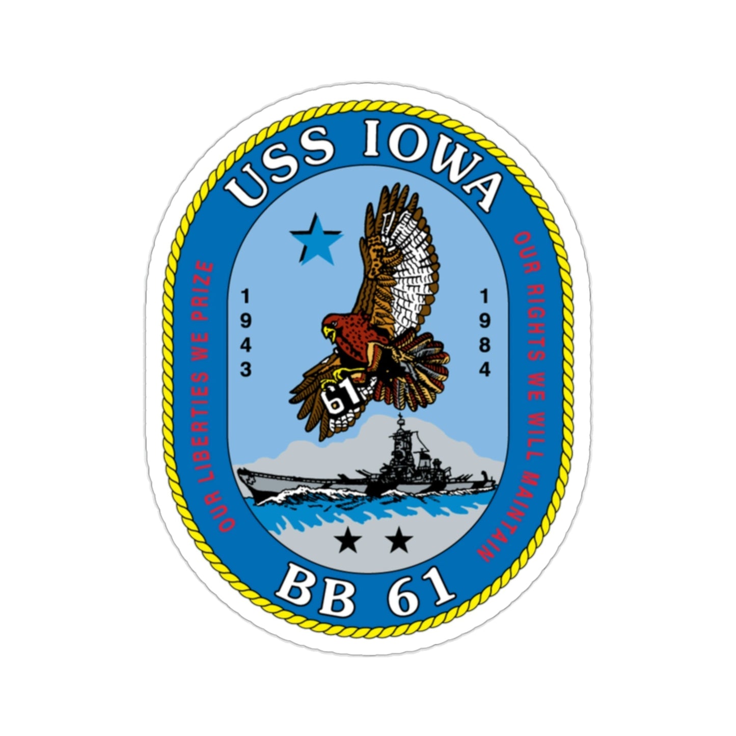 USS Iowa BB 61 (U.S. Navy) STICKER Vinyl Die-Cut Decal-2 Inch-The Sticker Space