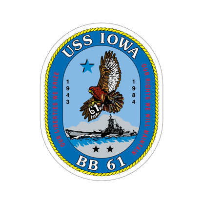 USS Iowa BB 61 (U.S. Navy) STICKER Vinyl Die-Cut Decal-6 Inch-The Sticker Space