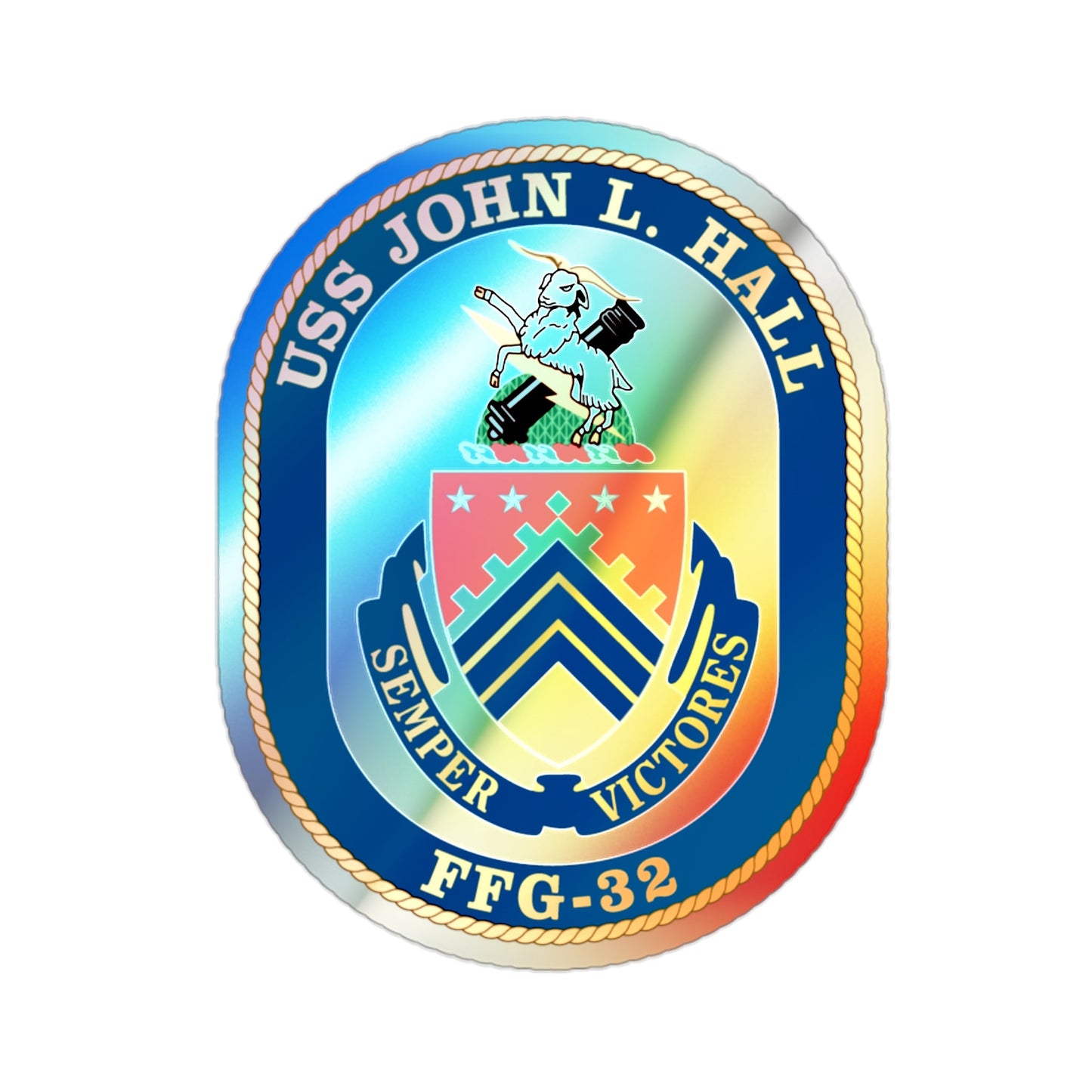 USS John L Hall FFG 32 (U.S. Navy) Holographic STICKER Die-Cut Vinyl Decal-2 Inch-The Sticker Space