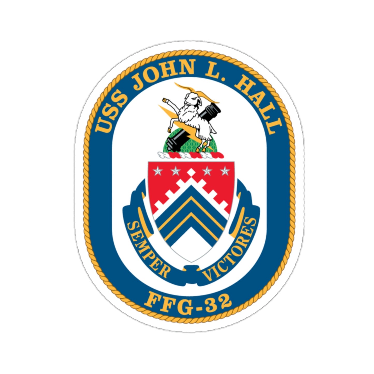 USS John L Hall FFG 32 (U.S. Navy) STICKER Vinyl Die-Cut Decal-2 Inch-The Sticker Space