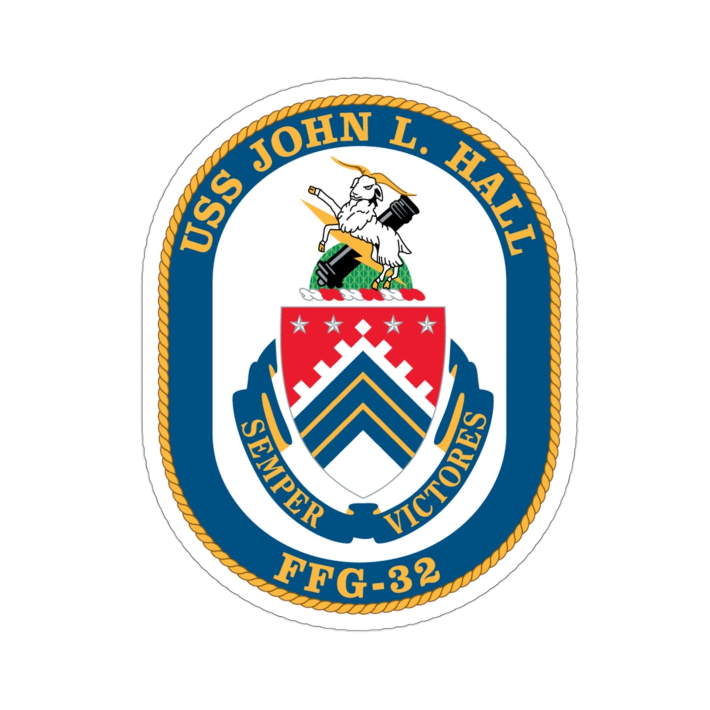 USS John L Hall FFG 32 (U.S. Navy) STICKER Vinyl Die-Cut Decal-3 Inch-The Sticker Space