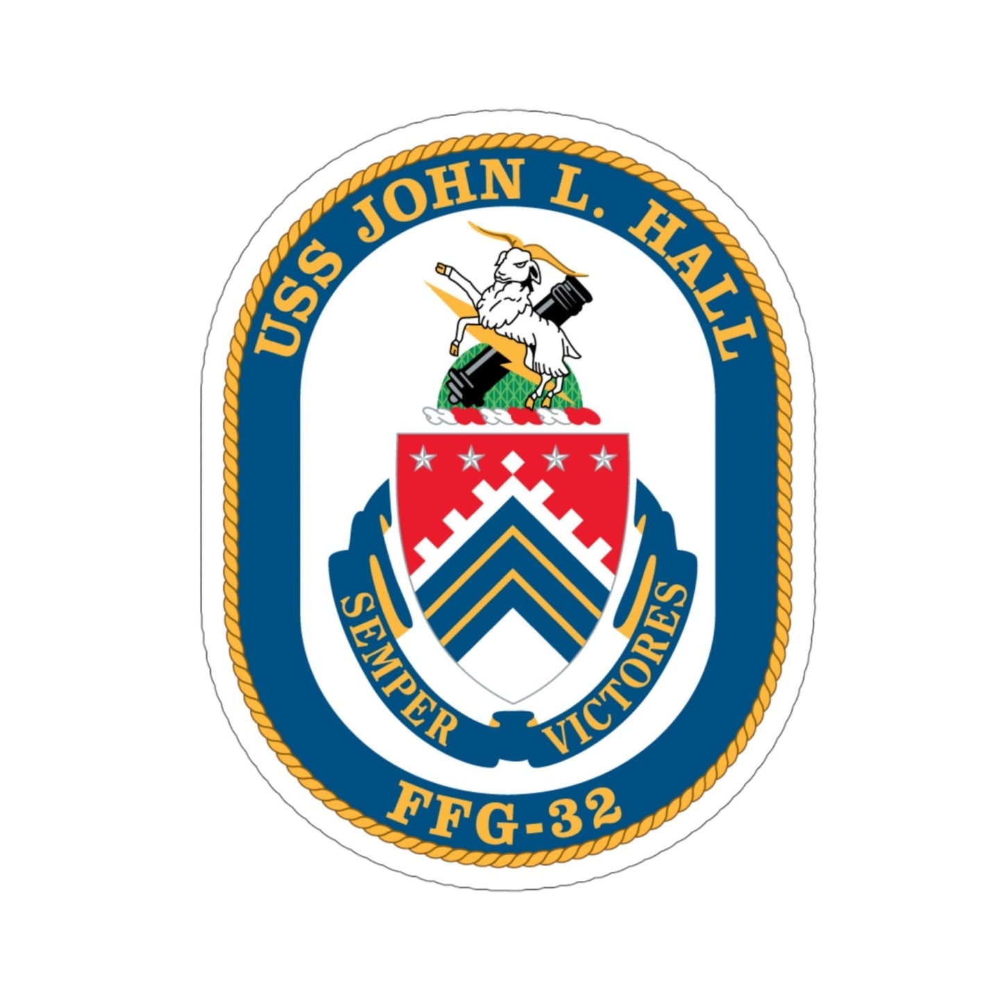 USS John L Hall FFG 32 (U.S. Navy) STICKER Vinyl Die-Cut Decal-4 Inch-The Sticker Space