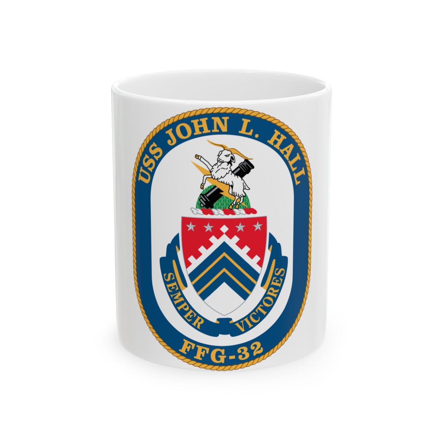 USS John L Hall FFG 32 (U.S. Navy) White Coffee Mug-11oz-The Sticker Space