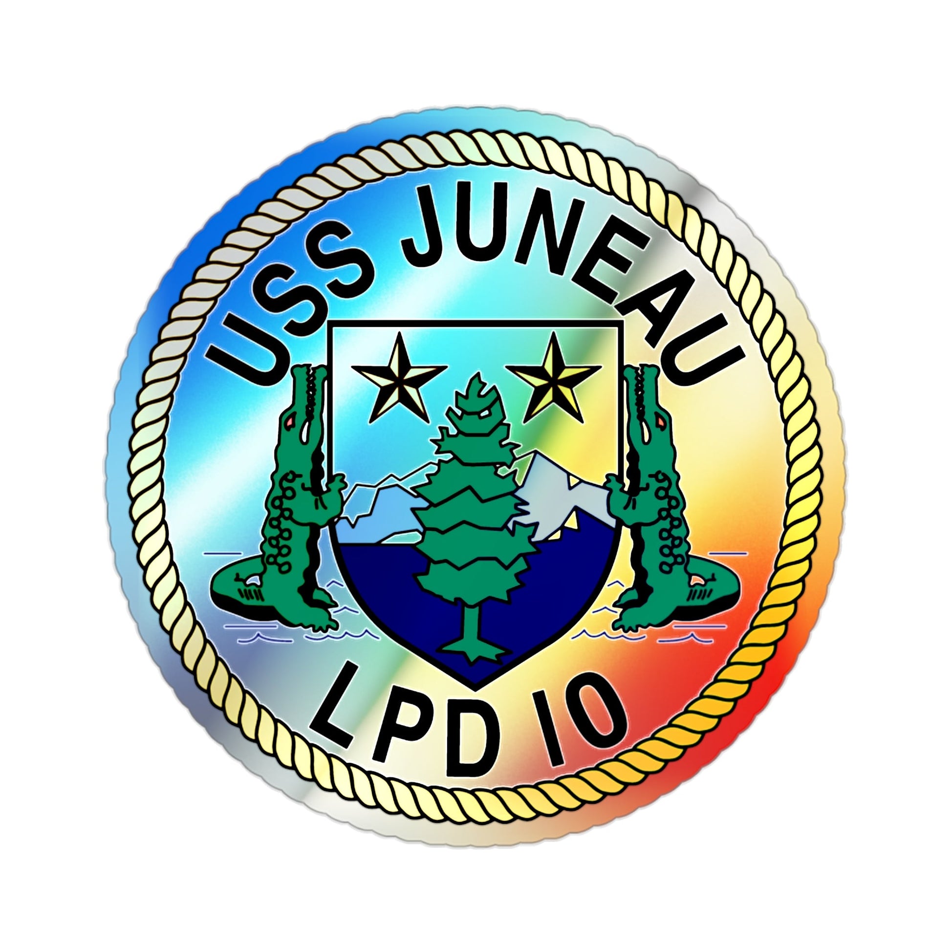 USS Juneau LPD 10 (U.S. Navy) Holographic STICKER Die-Cut Vinyl Decal-2 Inch-The Sticker Space