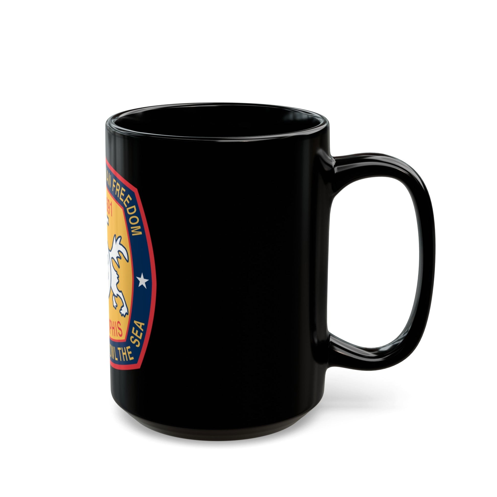 USS Memphis SSN 691 In Defence of the Human Freedom (U.S. Navy) Black Coffee Mug-The Sticker Space