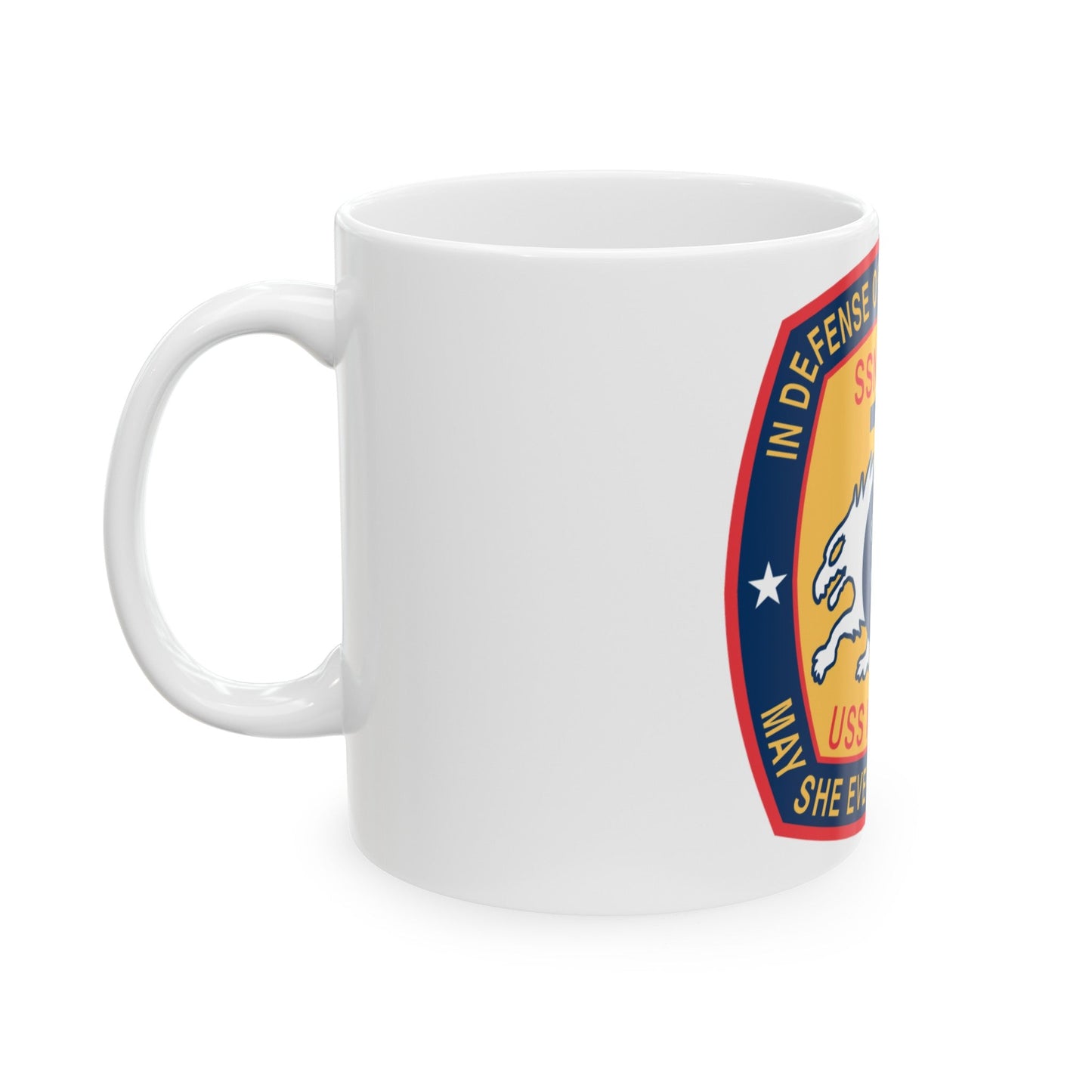 USS Memphis SSN 691 In Defence of the Human Freedom (U.S. Navy) White Coffee Mug-The Sticker Space