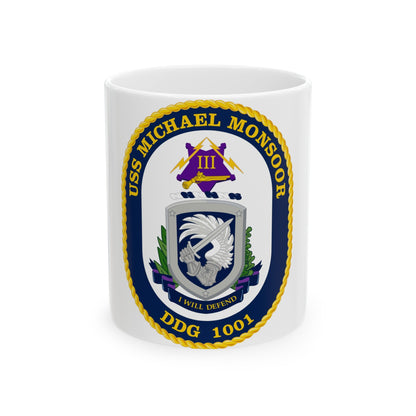 USS Michael Monsoor DDG 1001 Crest (U.S. Navy) White Coffee Mug-11oz-The Sticker Space
