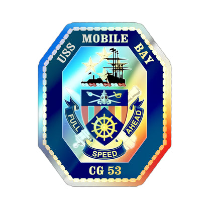 USS Mobile Bay CG 53 Crest (U.S. Navy) Holographic STICKER Die-Cut Vinyl Decal-2 Inch-The Sticker Space