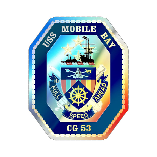 USS Mobile Bay CG 53 Crest (U.S. Navy) Holographic STICKER Die-Cut Vinyl Decal-6 Inch-The Sticker Space