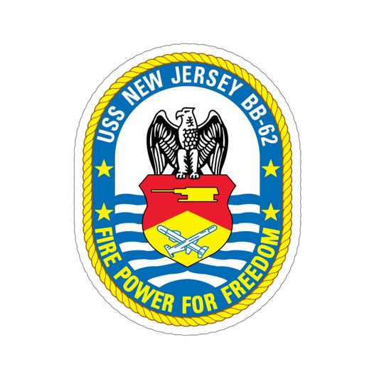 USS New Jersey BB 62 Fire Power For Freedom (U.S. Navy) STICKER Vinyl Die-Cut Decal-6 Inch-The Sticker Space