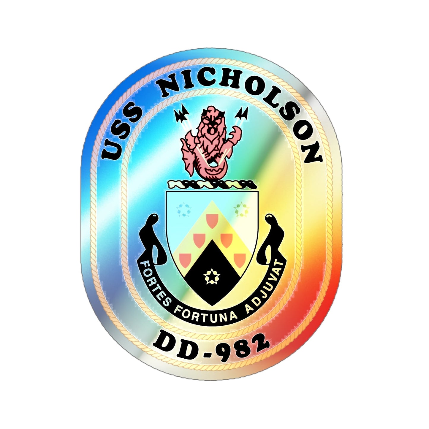 USS Nicholson DD 982 (U.S. Navy) Holographic STICKER Die-Cut Vinyl Decal-4 Inch-The Sticker Space