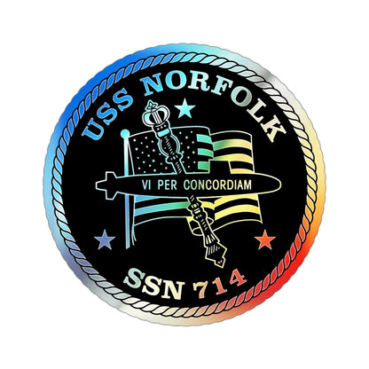 USS Norfolk SSN 714 (U.S. Navy) Holographic STICKER Die-Cut Vinyl Decal-4 Inch-The Sticker Space