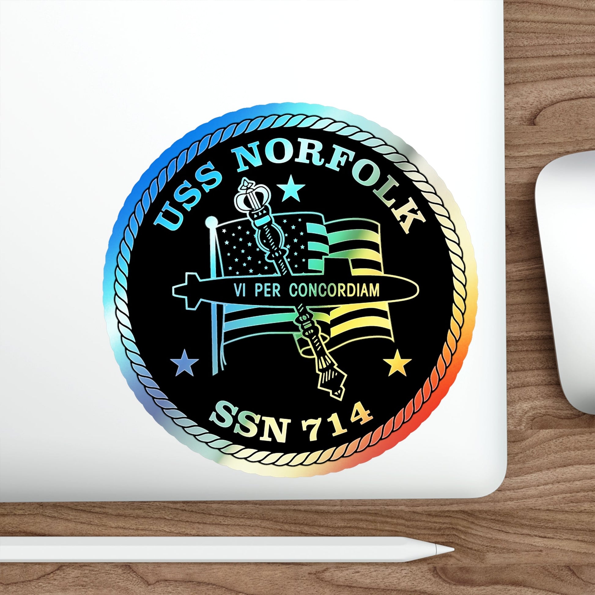 USS Norfolk SSN 714 (U.S. Navy) Holographic STICKER Die-Cut Vinyl Decal-The Sticker Space
