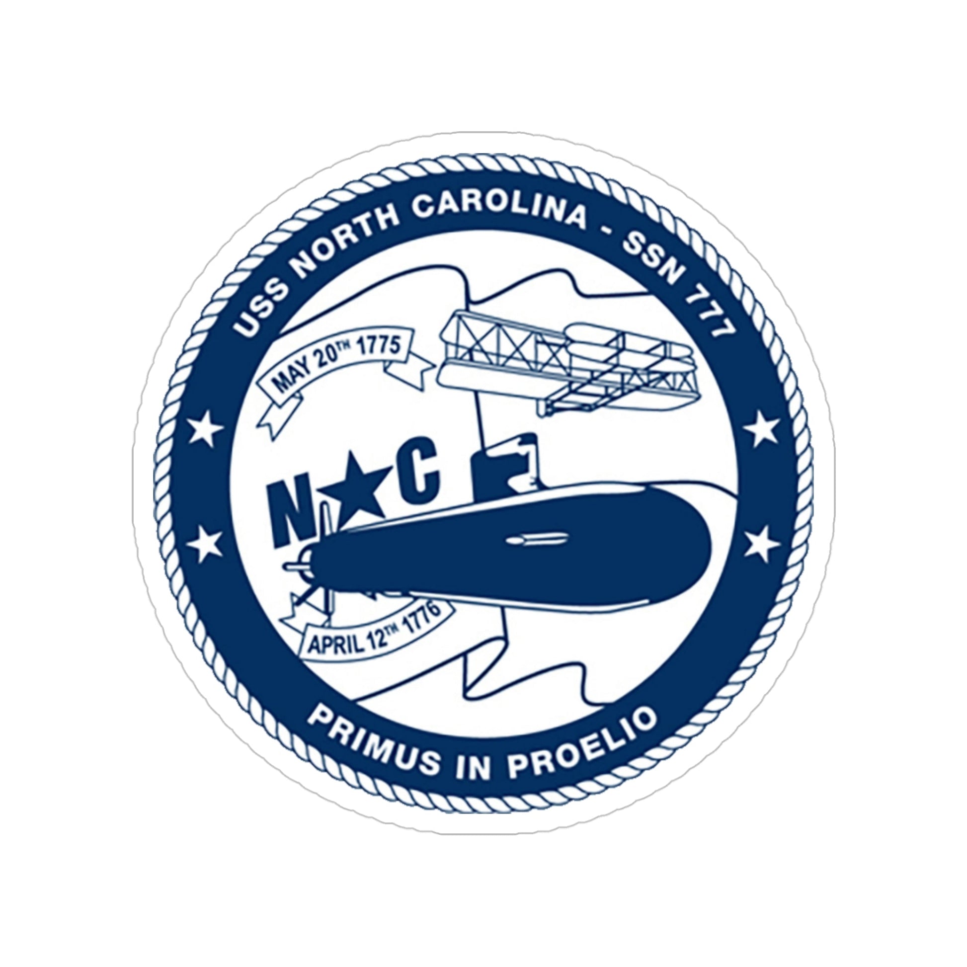 USS North Carolina SSN 777 (U.S. Coast Guard) Transparent STICKER Die-Cut Vinyl Decal-4 Inch-The Sticker Space