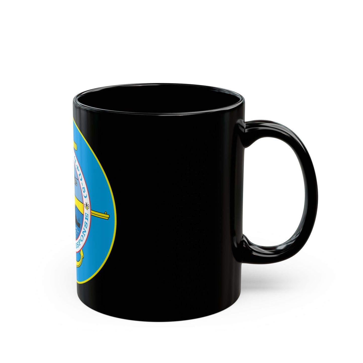 USS OGDEN LPD 5 Flexible Response (U.S. Navy) Black Coffee Mug-The Sticker Space