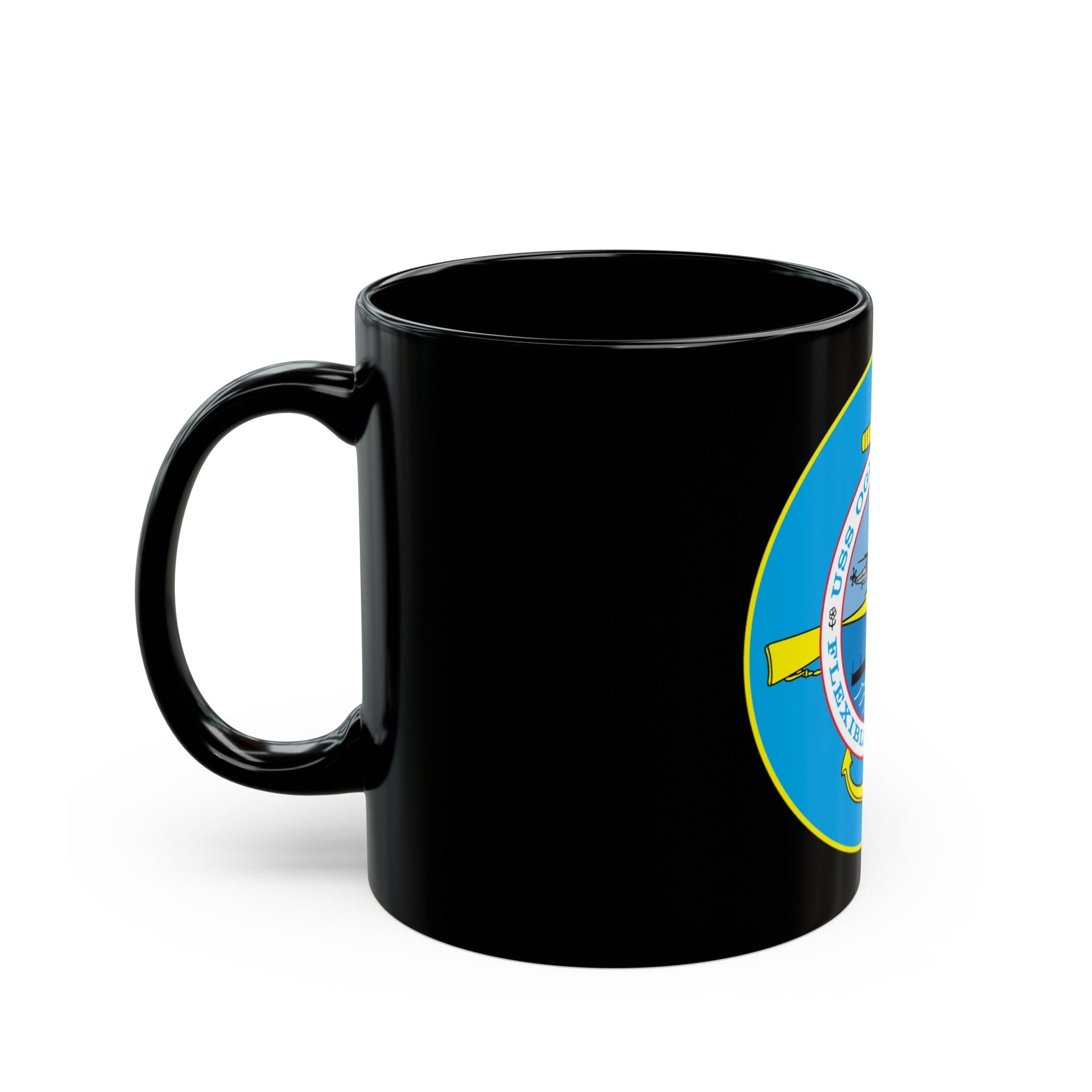 USS OGDEN LPD 5 Flexible Response (U.S. Navy) Black Coffee Mug-The Sticker Space