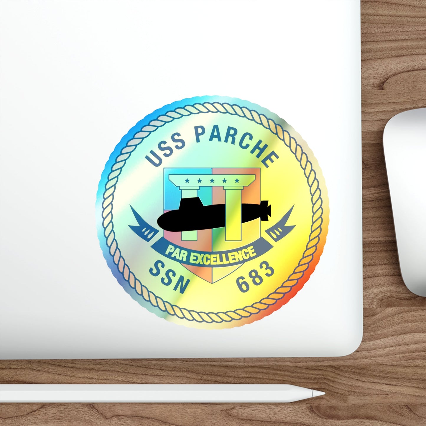 USS PArche SSN 683 (U.S. Navy) Holographic STICKER Die-Cut Vinyl Decal-The Sticker Space