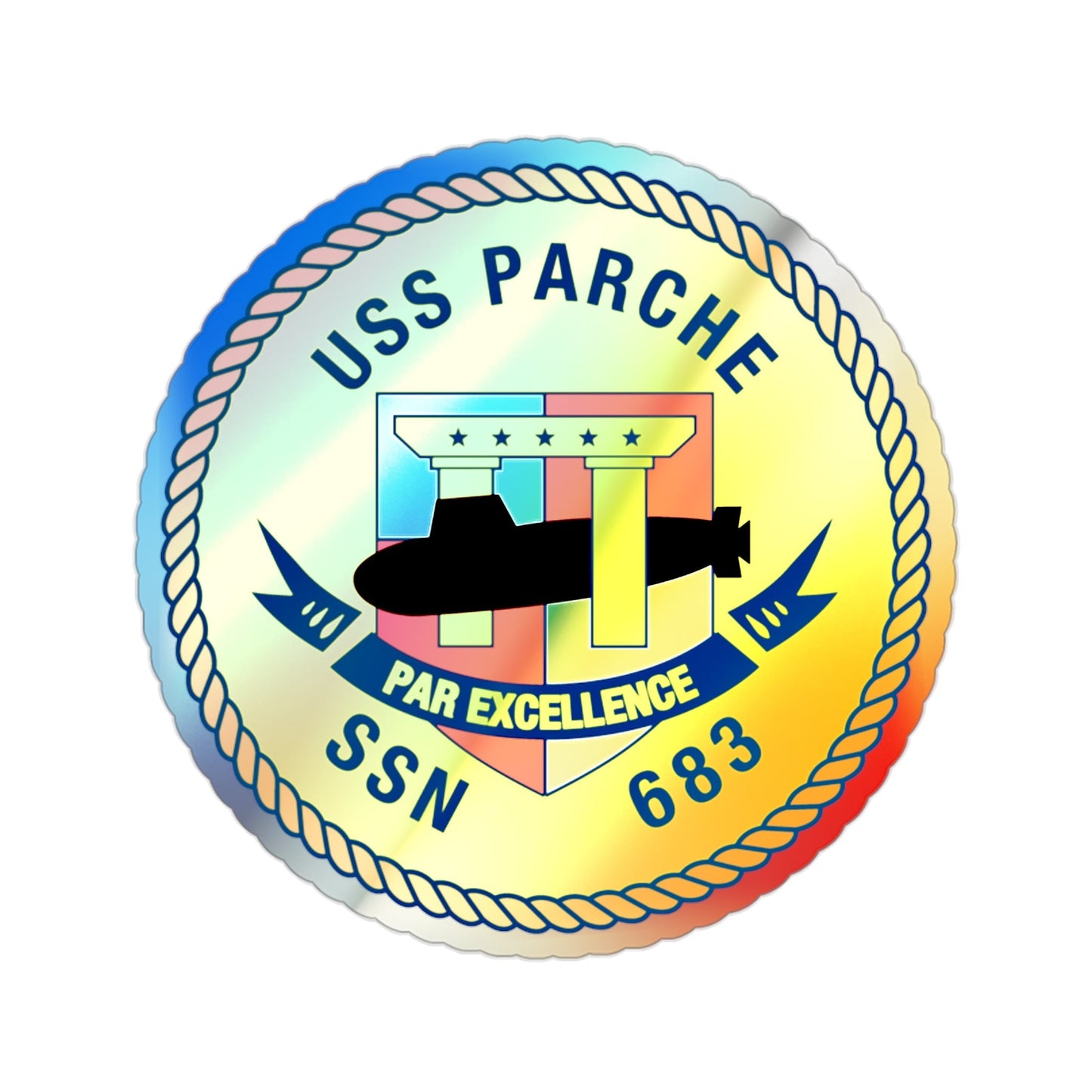 USS PArche SSN 683 (U.S. Navy) Holographic STICKER Die-Cut Vinyl Decal-2 Inch-The Sticker Space