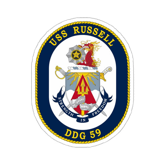 USS Russell DDG 59 Crest (U.S. Navy) STICKER Vinyl Die-Cut Decal-6 Inch-The Sticker Space