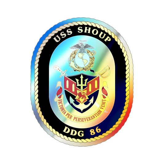 USS Shoup DDG 86 Crest (U.S. Navy) Holographic STICKER Die-Cut Vinyl Decal-6 Inch-The Sticker Space