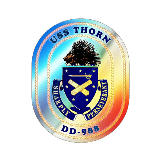 USS Thorn DD 988 v2 (U.S. Navy) Holographic STICKER Die-Cut Vinyl Decal-6 Inch-The Sticker Space