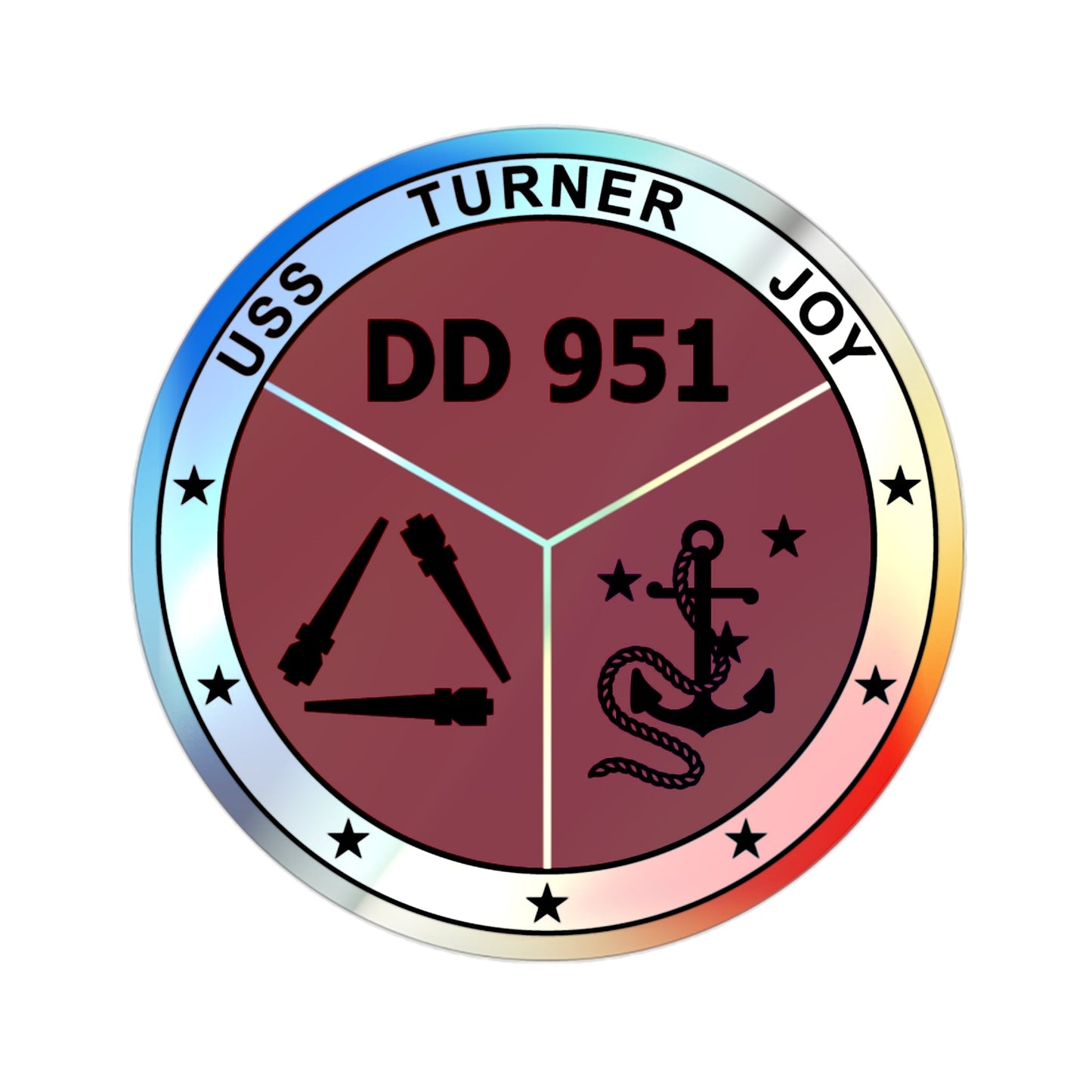 USS Turner Joy DD951 (U.S. Navy) Holographic STICKER Die-Cut Vinyl Decal-2 Inch-The Sticker Space