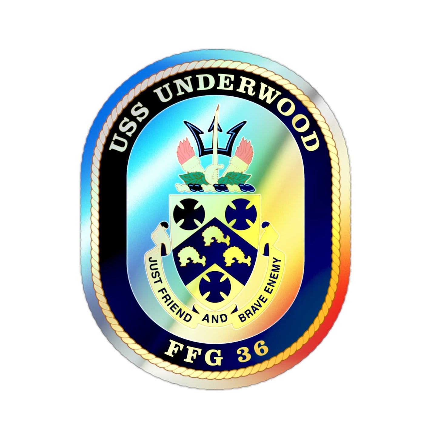 USS Underwood FFG 36 v2 (U.S. Navy) Holographic STICKER Die-Cut Vinyl Decal-2 Inch-The Sticker Space
