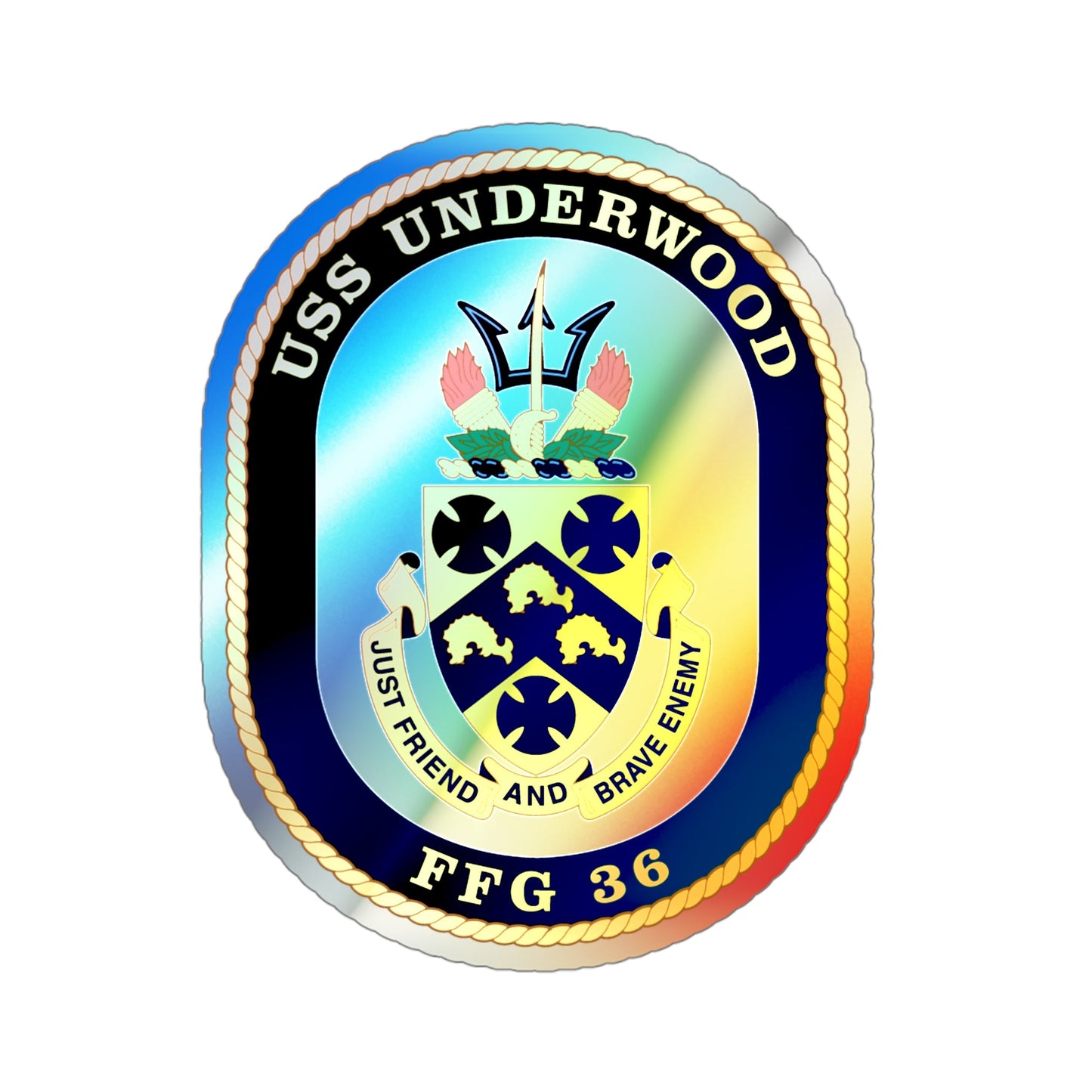 USS Underwood FFG 36 v2 (U.S. Navy) Holographic STICKER Die-Cut Vinyl Decal-4 Inch-The Sticker Space