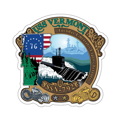 USS Vermont SSN 792 (U.S. Navy) STICKER Vinyl Die-Cut Decal-White-The Sticker Space