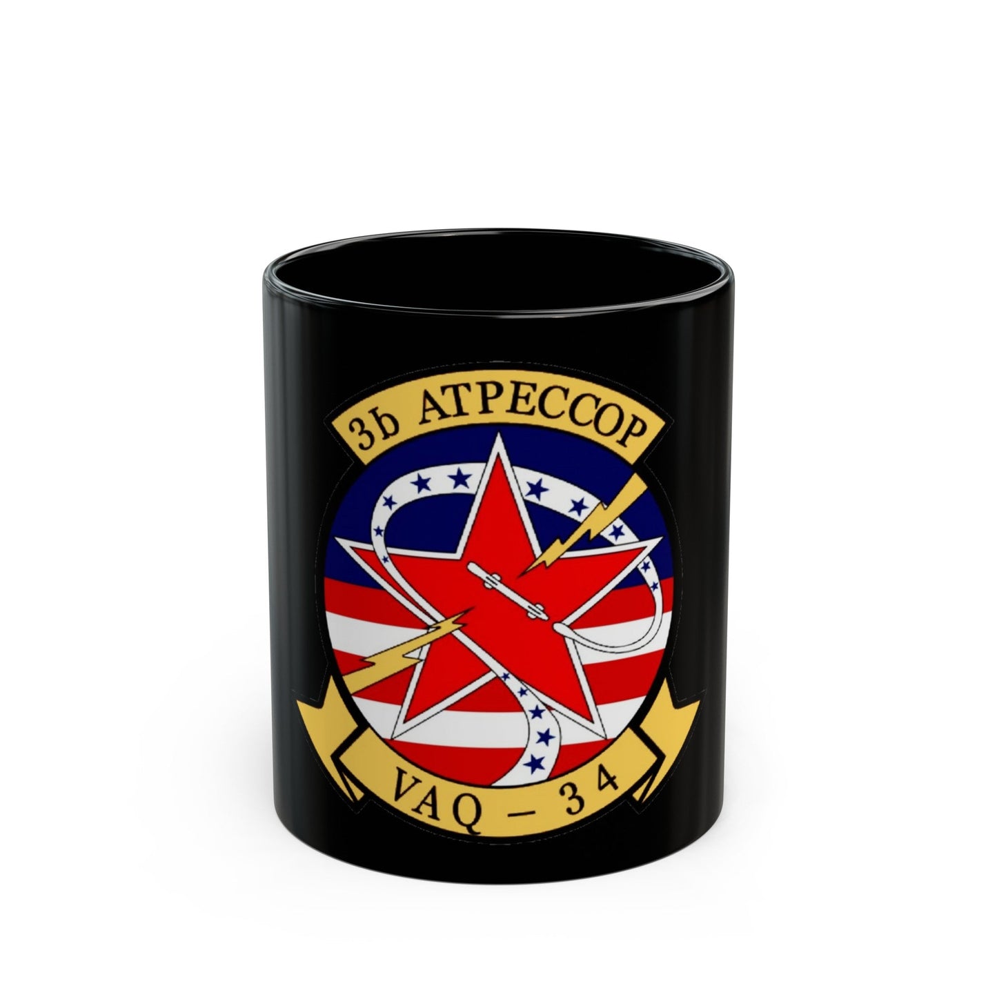 VAQ 34 Tactical Electronic Warfare Squadron 34 (U.S. Navy) Black Coffee Mug-11oz-The Sticker Space