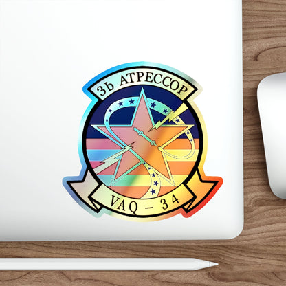 VAQ 34 Tactical Electronic Warfare Squadron 34 (U.S. Navy) Holographic STICKER Die-Cut Vinyl Decal-The Sticker Space