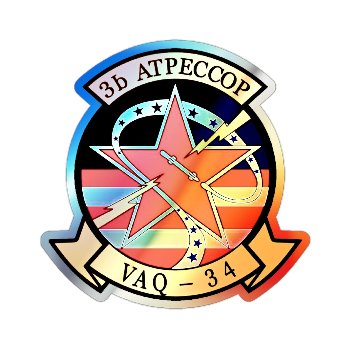 VAQ 34 Tactical Electronic Warfare Squadron 34 (U.S. Navy) Holographic STICKER Die-Cut Vinyl Decal-2 Inch-The Sticker Space