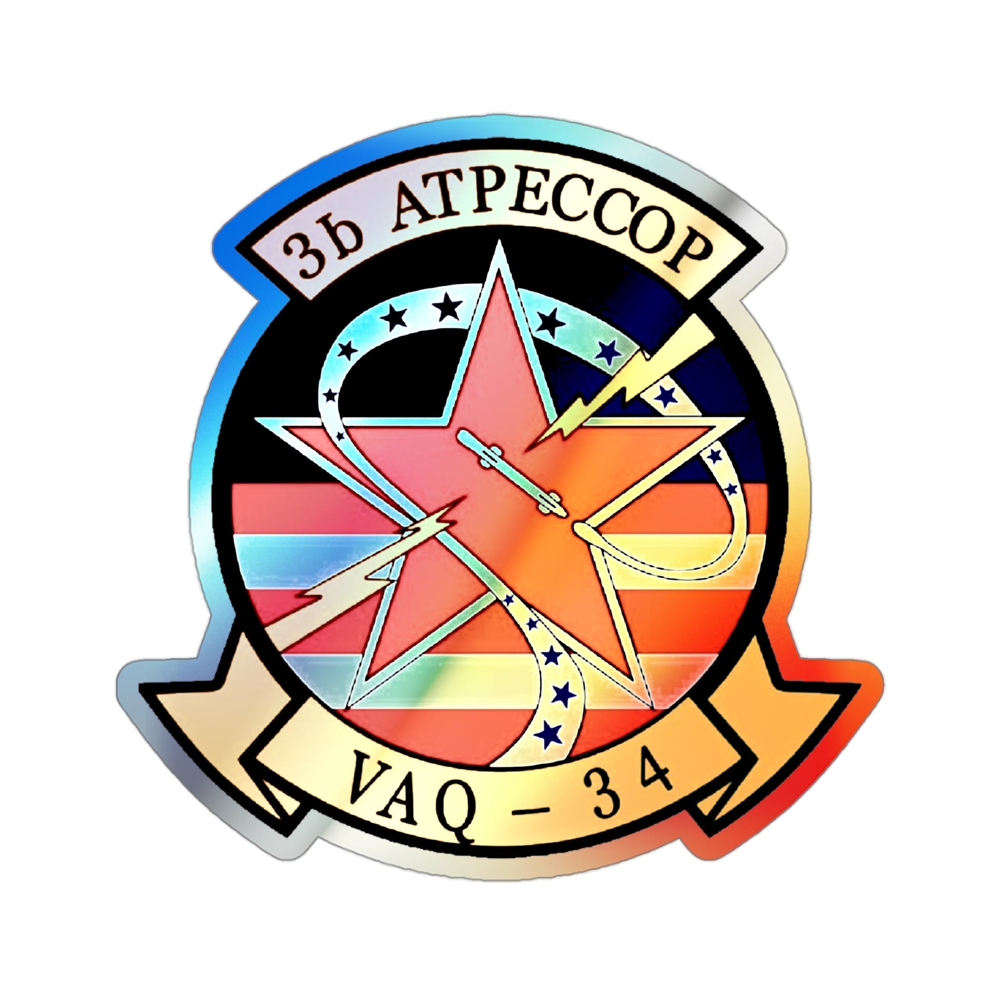 VAQ 34 Tactical Electronic Warfare Squadron 34 (U.S. Navy) Holographic STICKER Die-Cut Vinyl Decal-3 Inch-The Sticker Space