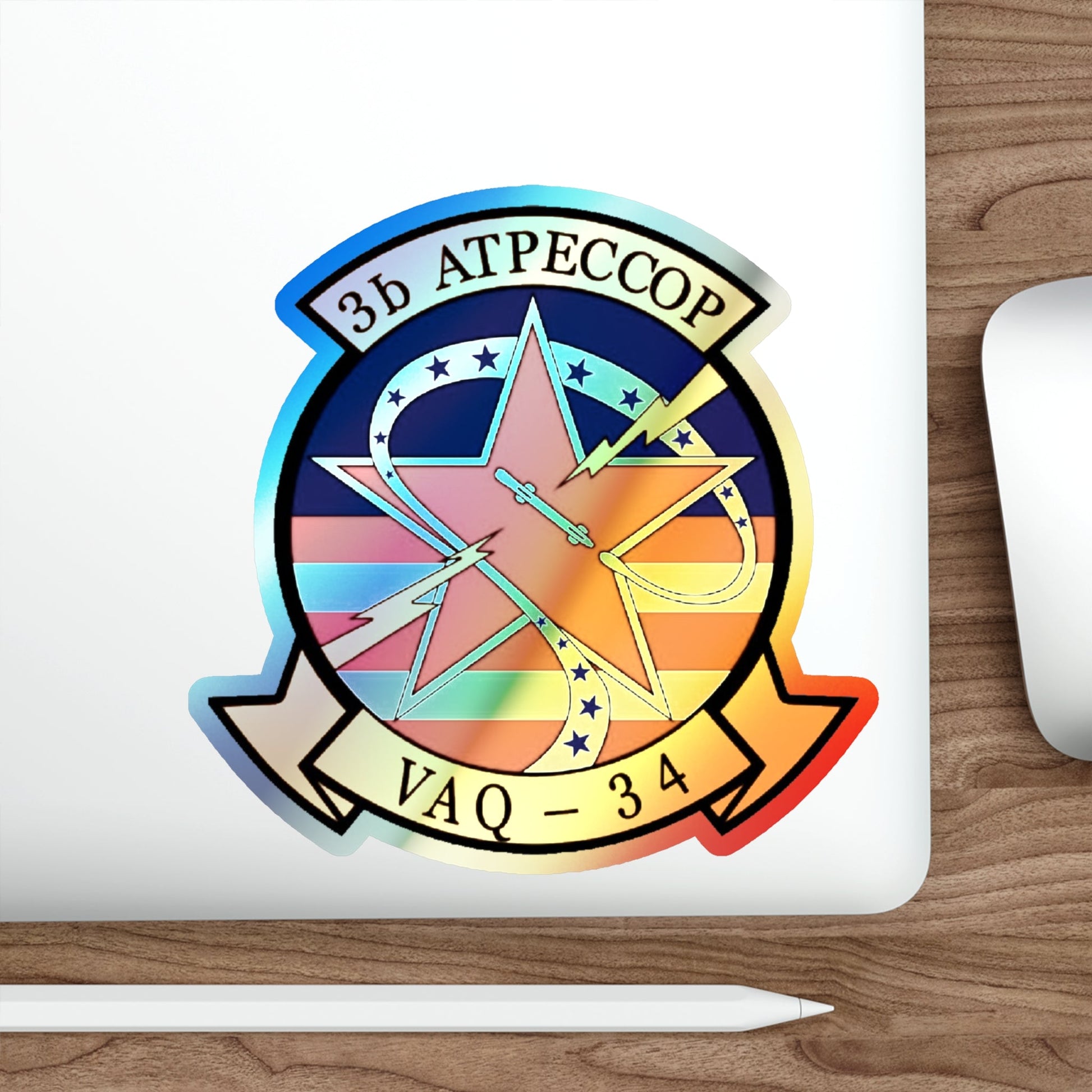 VAQ 34 Tactical Electronic Warfare Squadron 34 (U.S. Navy) Holographic STICKER Die-Cut Vinyl Decal-The Sticker Space