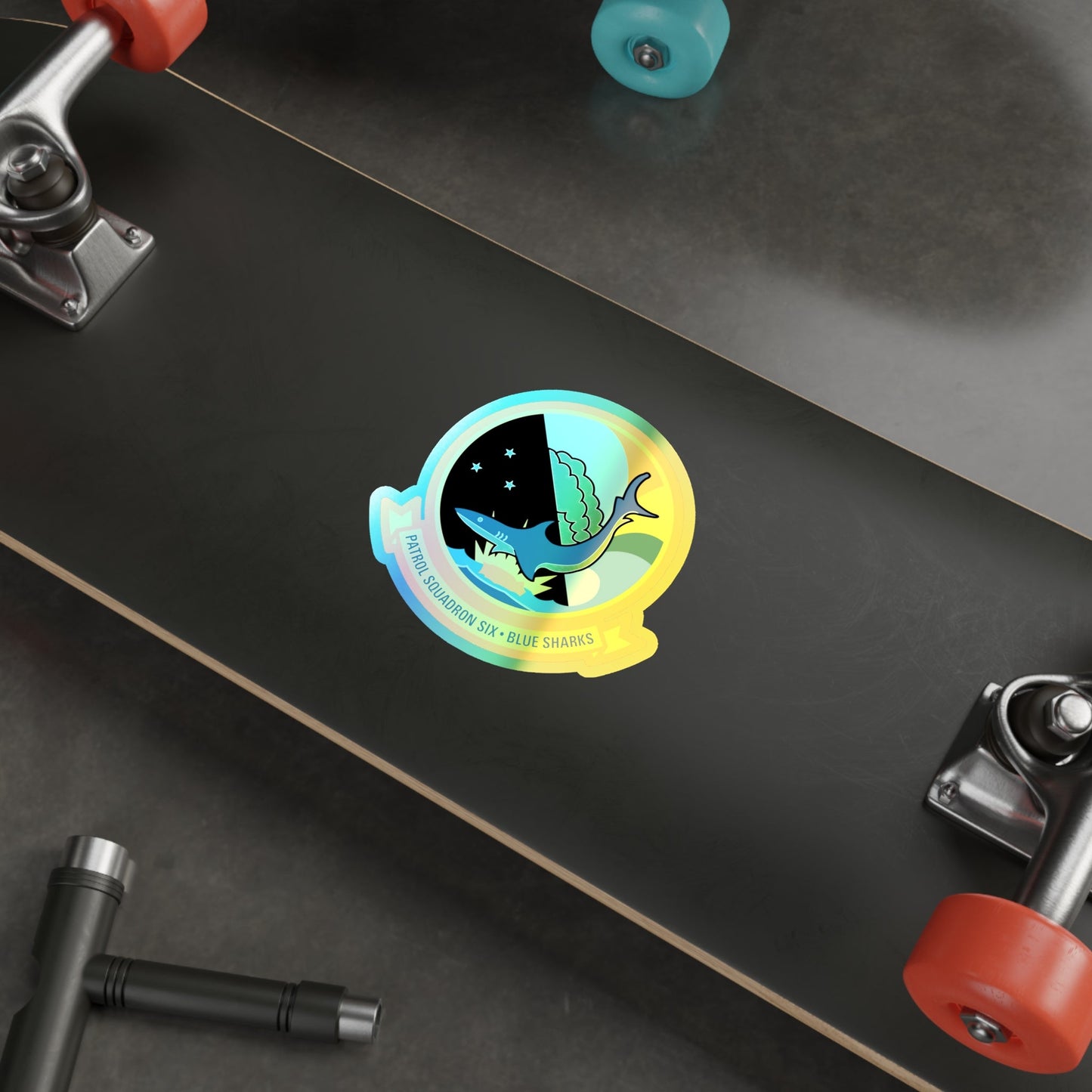 VP 6 Patrol Squadron Six Blue Sharks (U.S. Navy) Holographic STICKER Die-Cut Vinyl Decal-The Sticker Space