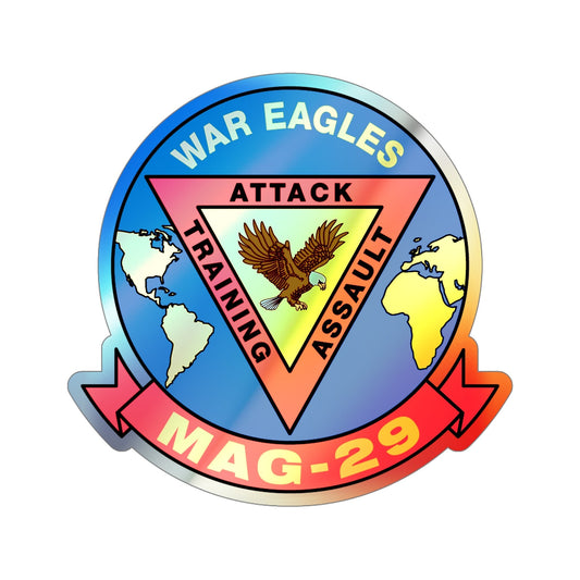 War Eagle MAG 29 (USMC) Holographic STICKER Die-Cut Vinyl Decal-6 Inch-The Sticker Space