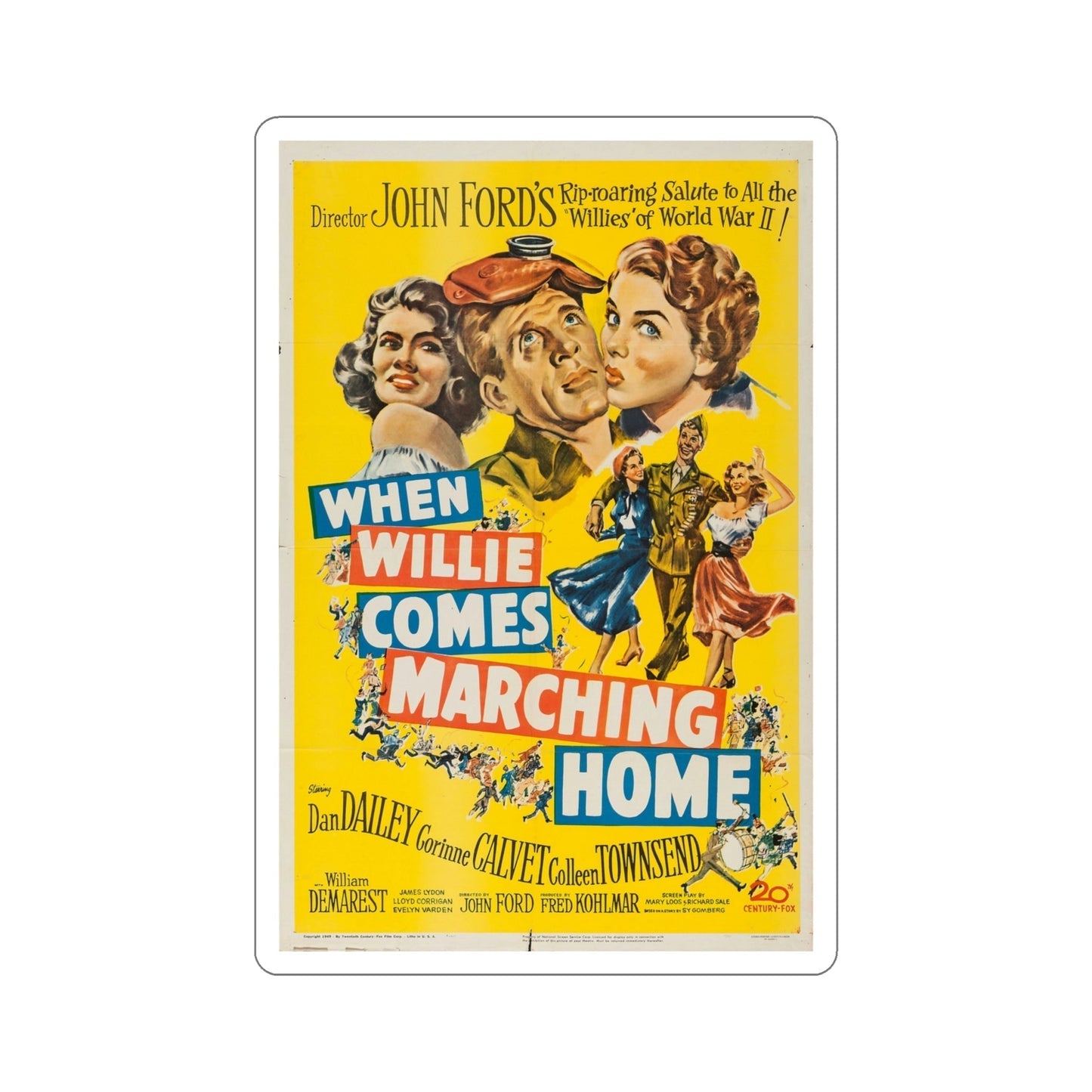 When Willie Comes Marching Home 1950 Movie Poster STICKER Vinyl Die-Cut Decal-4 Inch-The Sticker Space