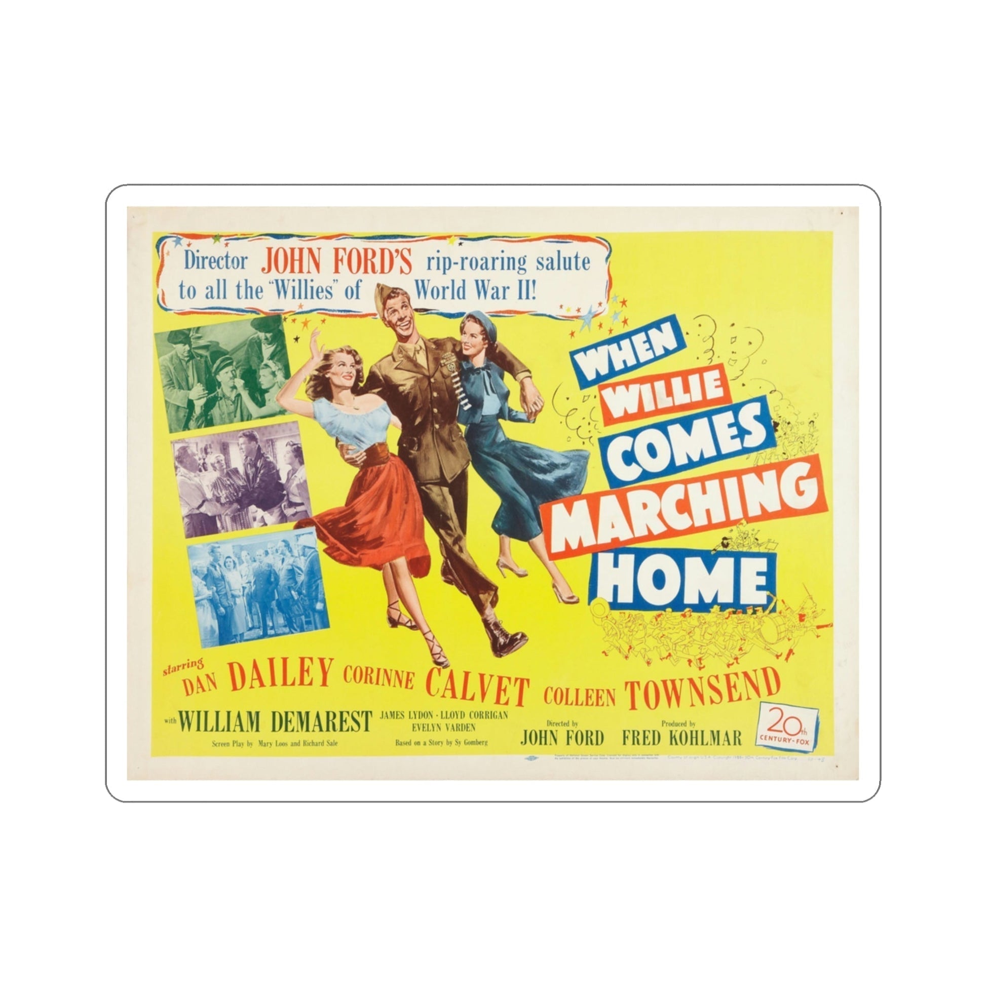When Willie Comes Marching Home 1950 v2 Movie Poster STICKER Vinyl Die-Cut Decal-3 Inch-The Sticker Space